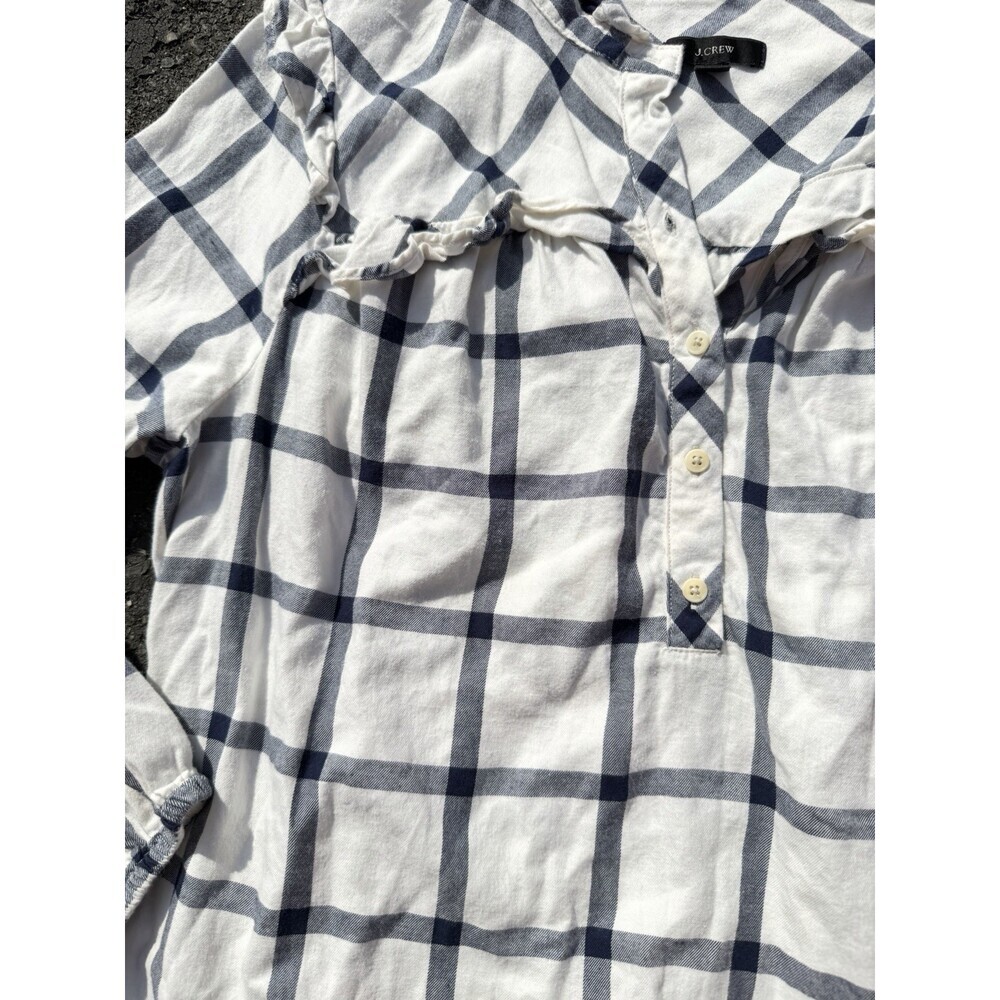 Jcrew Black Label Medium Flannel Blouse Navy White - Picture 3 of 8